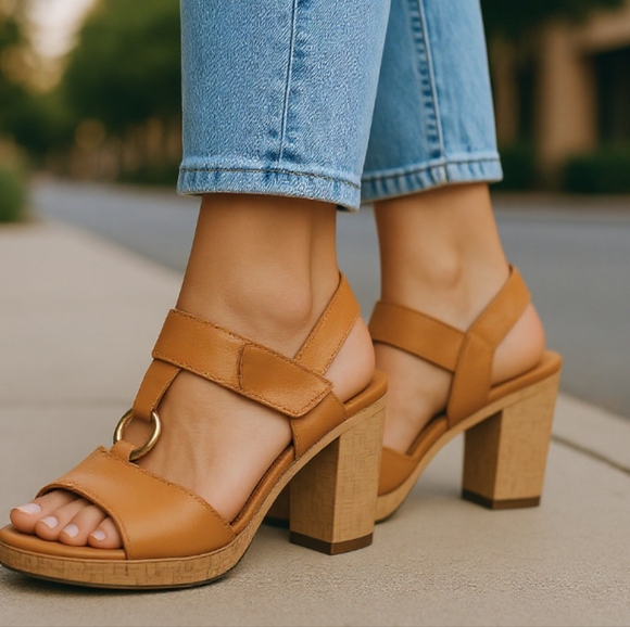 Coach ValeAnn Tan Suede Platform Chunky Heels  Size 8.5 - Picture 1 of 15